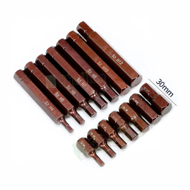Juego de adaptador de llave hexagonal para coche, Kit de reparación de brocas de acero de aleación S2, H4, H5, H6, H7, H8, H10, H12, 10mm, 8/3