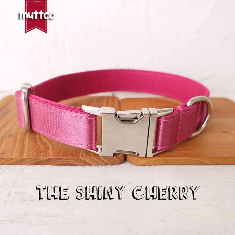 

10pcs/lot MUTTCO pet dog ID tag collar leash THE SHINY CHERRY self-design adjustable puppy nameplate collar 5 sizes UDC113