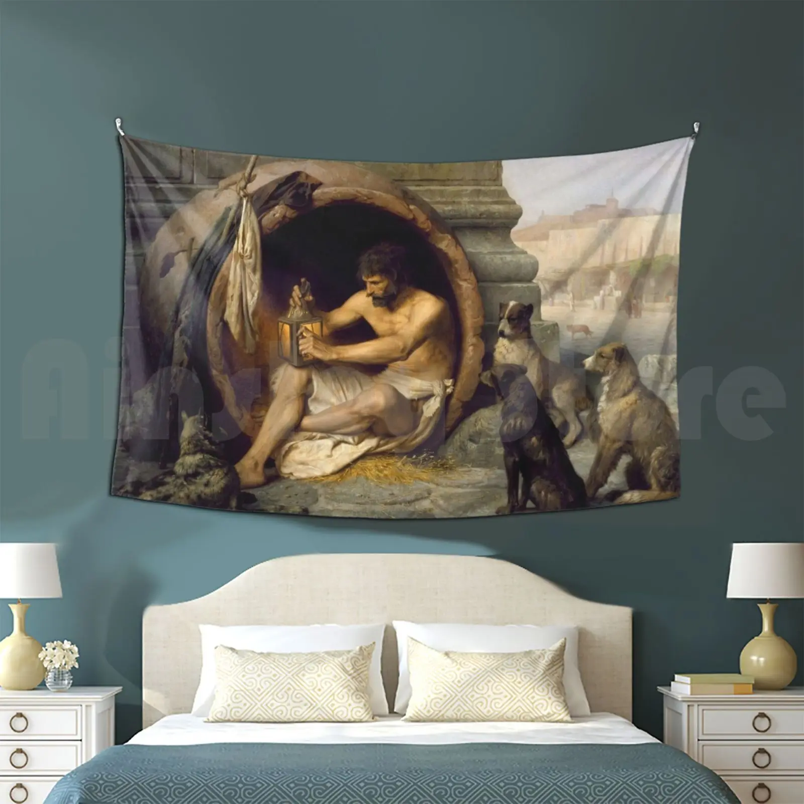 Jean-Léon Gér ? Me-Diogenes Tapestry Living Room Bedroom Classical Classicist Romantic Neoclassical Realist Realism