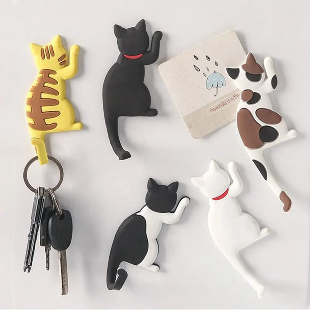 Japanese Cat Cartoon Design Tail Hook Creative Home Decor Fridge Magnet Refrigerator Decoration Gift For Kitchen Sticker Poster