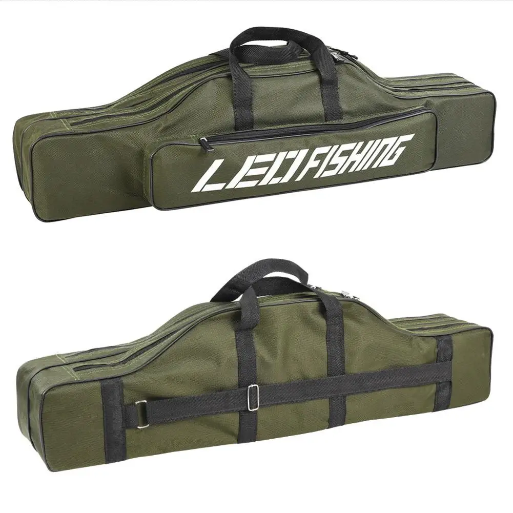 600D Oxford cloth Fishing Rod Bags Portable Multifunction Fishing Bag Carrier Canvas  80*14*20cm Fishing Rod 2 Layer