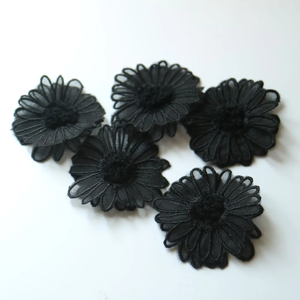 5pc DIY 2-layer flower Patches for clothing Embroidery floral patches for clothes bags decorative parches applique sewing craft