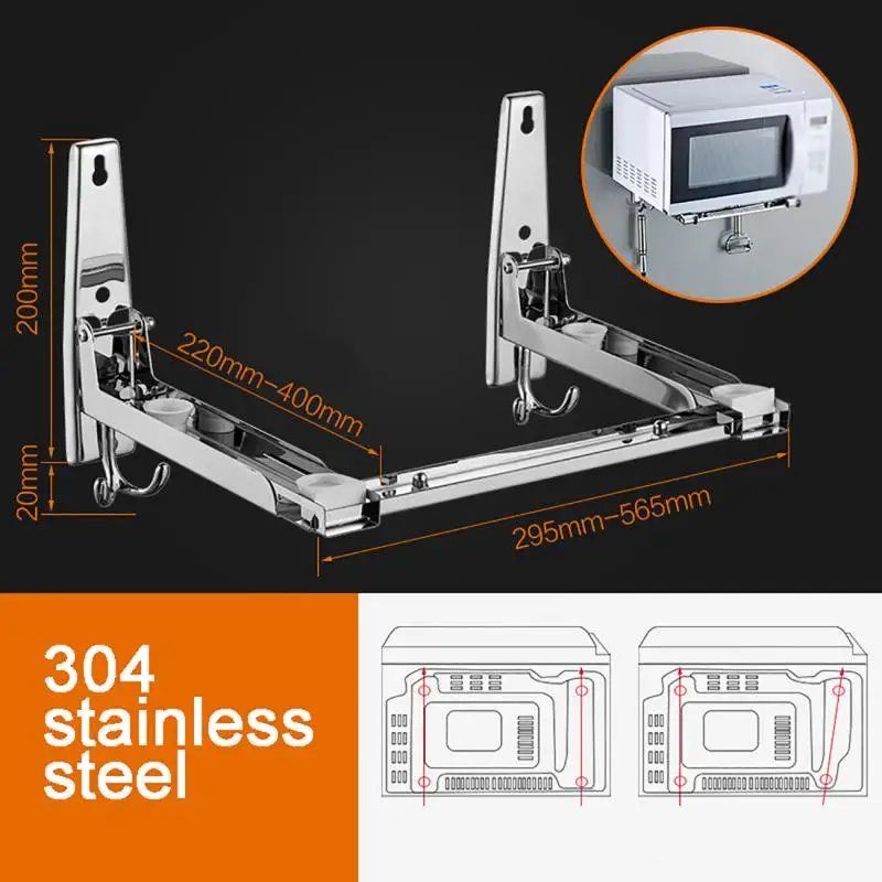 

Wall-mounted 304 Stainless Steel Microwave Oven Rack Oven Racks Retractable Bracket Oven Rack Thicken Version Thickened Hold