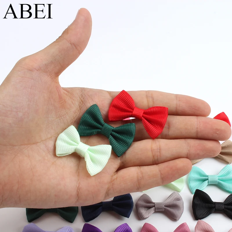 50pcs Mix Colors Grosgain Ribbon Bows Handmade Single Color Bow DIY Crafts Garments Hats Dress Sewing Accessories