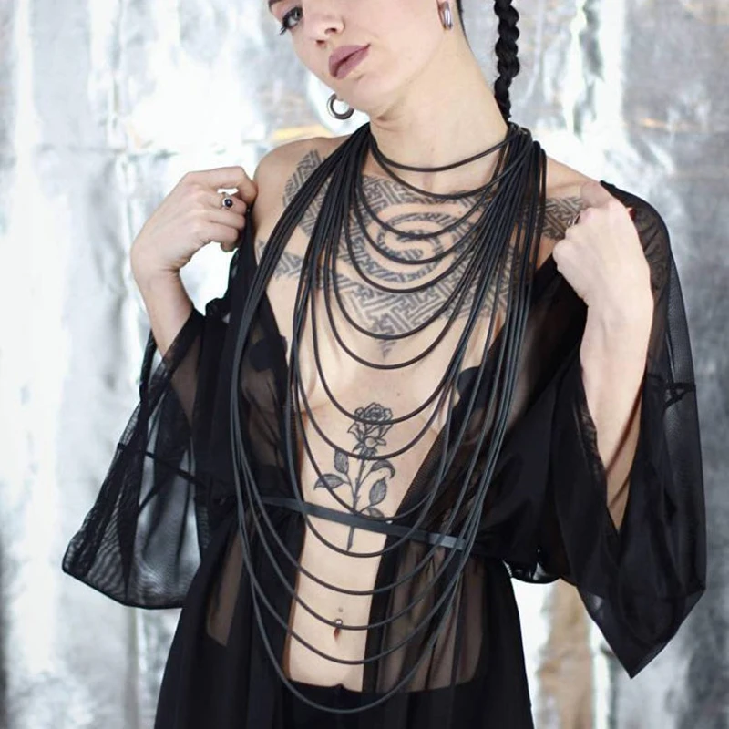 UKEBAY Long Pendant Necklace For Women Clothes Necklaces Handmade Rubber Jewelry Sweater Chain Punk Necklace Party Accessories