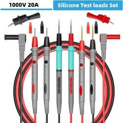 1 Pair Silicone Universal Multimeter Test Leads Replaceable Multimeter Probe Test Wire Probe With Alligator Clip 1000V 20A