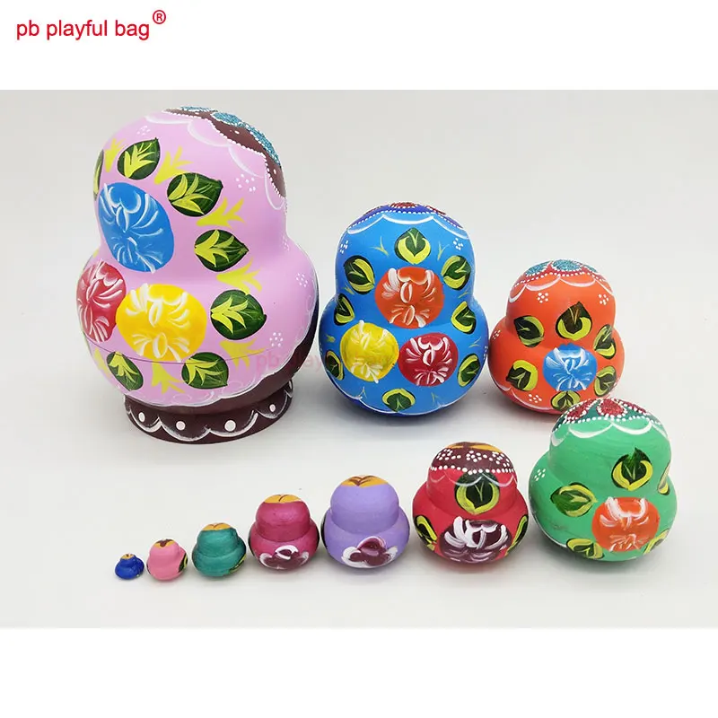 PB Playful bag Ten story beautiful flower girl Russian dolls wooden parent child interactive toy set creative funny gift HG63