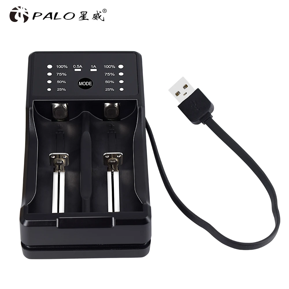 PALO 3.7V 18650 Battery Charger For Li-ion 18650 18350 18500 16340 25500 10440 26650 14500 1.2V AA/AAA NiMH Rechargeable Battery