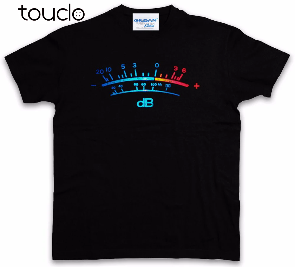 Summer Short Sleeves Fashiont Men T-Shirt Summer Style DB Meter II Decibel Music Bass Retro Radio Cassette Tape Record  T shirt