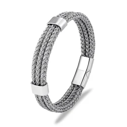 Fashion New Charm Magnetic Multi Color Men Stainless Steel Bracelet & Steel Wire Braided Bracelet Trendy Unisex Jewelry Pulseira