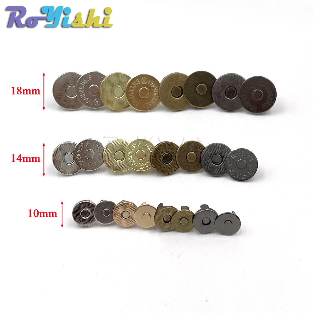 10 Pcs/Pack 10-18mm Thin Magnetic Buttons Bags Magnet Automatic Adsorption Buckle Metal Buttons Snaps Wallet Buttons