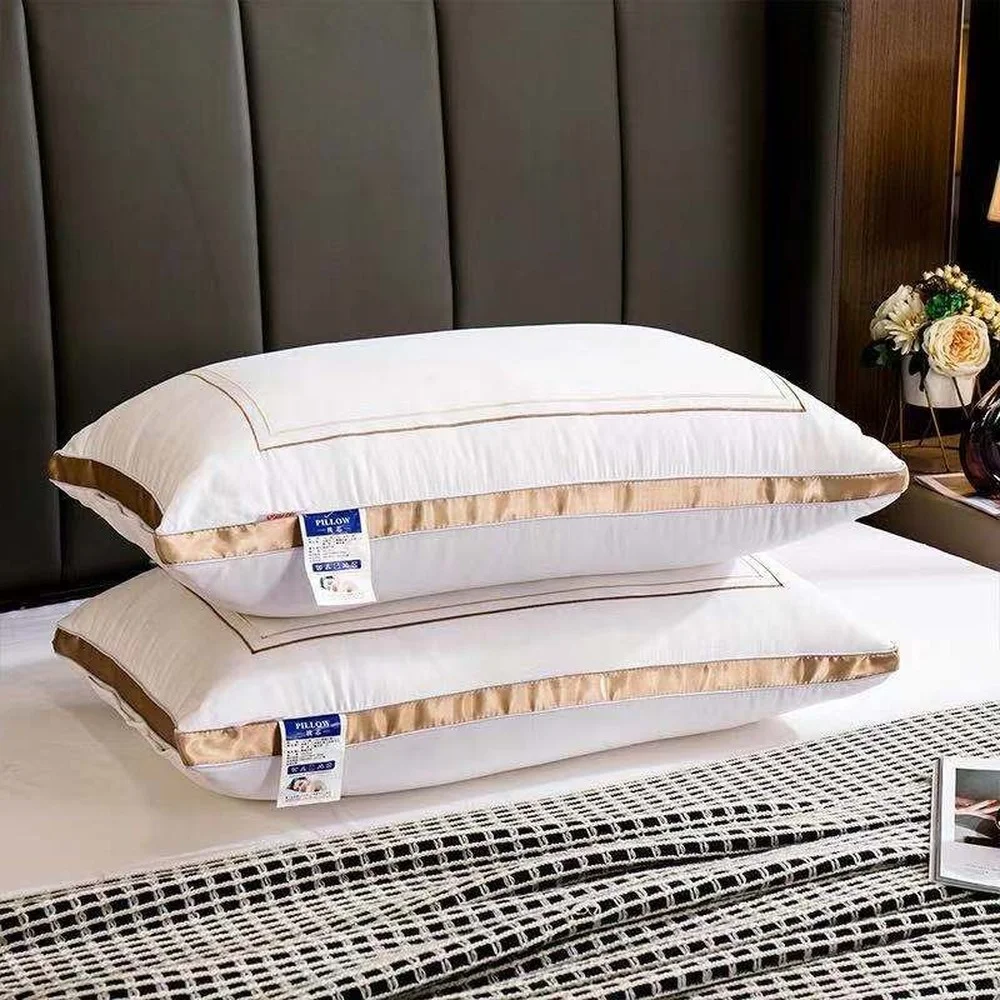 2021 New Five-star Hotel Household Pillow, Skin-friendly Feather Velvet Bilateral Pillow, Household Bedding Fluffy Pillow