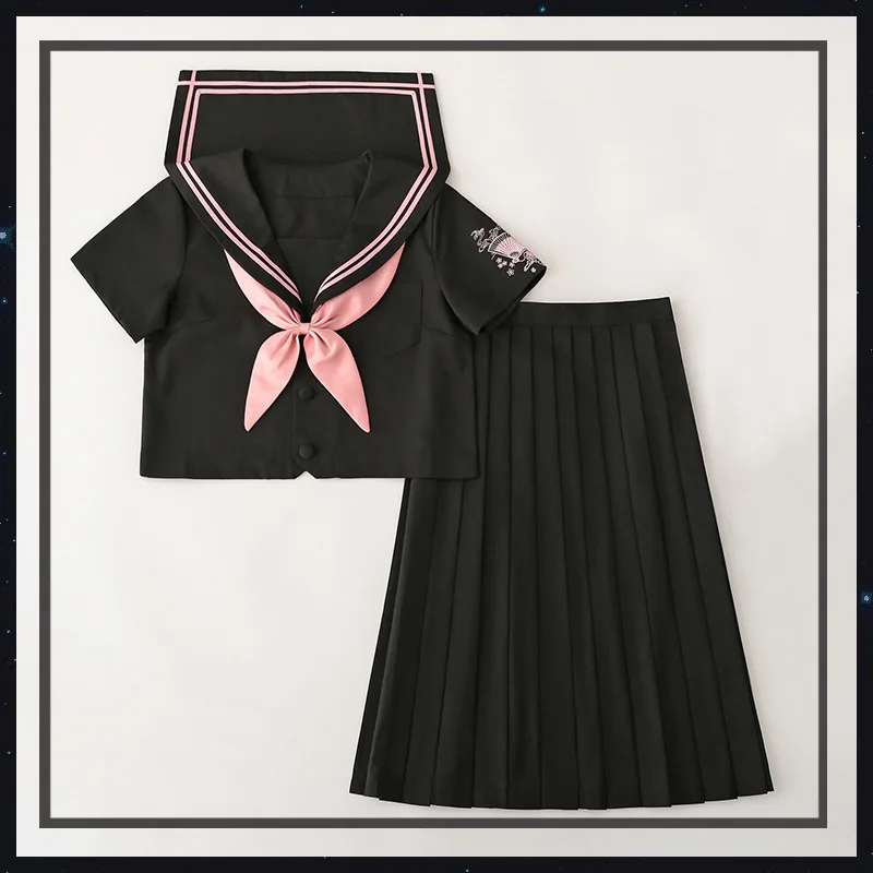 Japanese Jk Uniform Sailor Suit School Pink Suits Girls Summer Short Sleeves Tops+skirt School Uniform Soft Punk Lolita Clothing