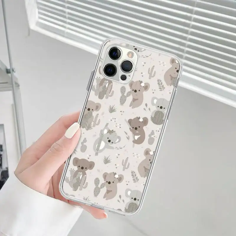 cartoon watercolor painting animal koala Phone Case for iPhone 13 12 mini 11 pro Xs max Xr X 8 7 6 6s Plus 5s cover