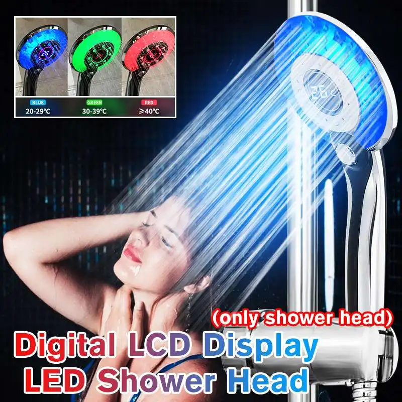 Cabezal de ducha de lluvia con LED, de 3 colores LED cabezal de ducha, presión automática, cascada, individual