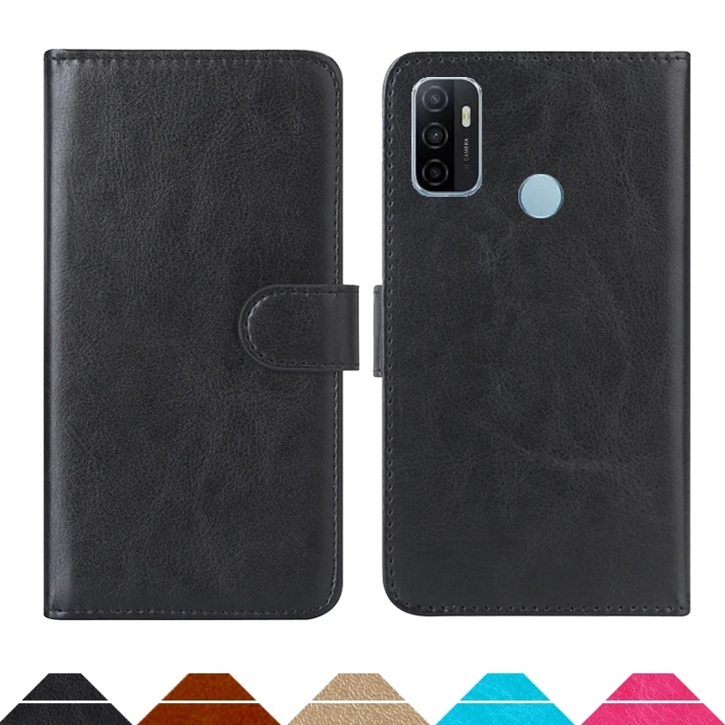 Luxury Wallet Case For OPPO A53s PU Leather Retro Flip Cover Magnetic Fashion Cases Strap