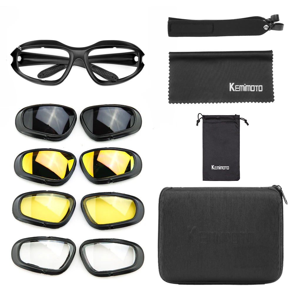 KEMiMOTO Motorcycle Glasses Polarized Sunglasses For Shooting Eye Protection Windproof Moto Goggles UV400 Antifog clear Lens