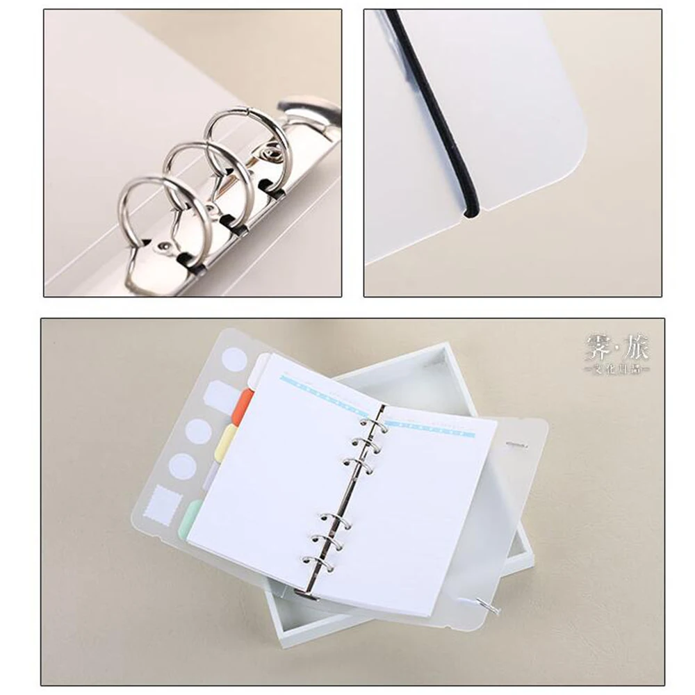 XRHYY A5 A6 B5 A4 Notebook Clip Matte Translucent 6 Hole Notepad Binder Binding Cover Scrapbook Photo Album Office File Folder