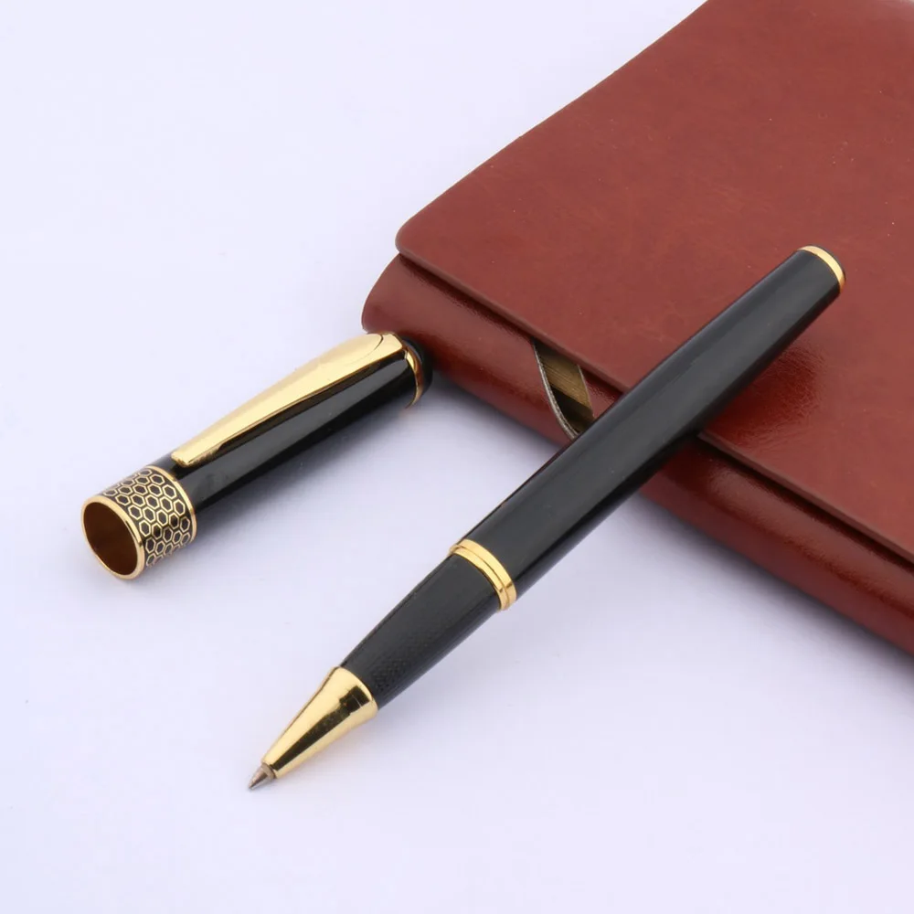 Metal 68 SHINY BLACK GOLDen TRIM NEW Rollerball Pen INK Signature School Student Office Gifts Stationery