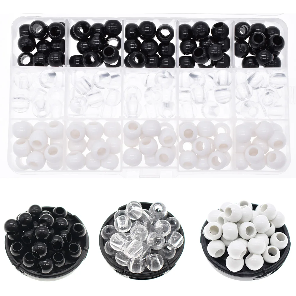 180pcs/lot Black and White Color Dreadlocks Hair Ring Hair Braid Beads hair braid dreadlock Beads cuffs clips 5mm hole