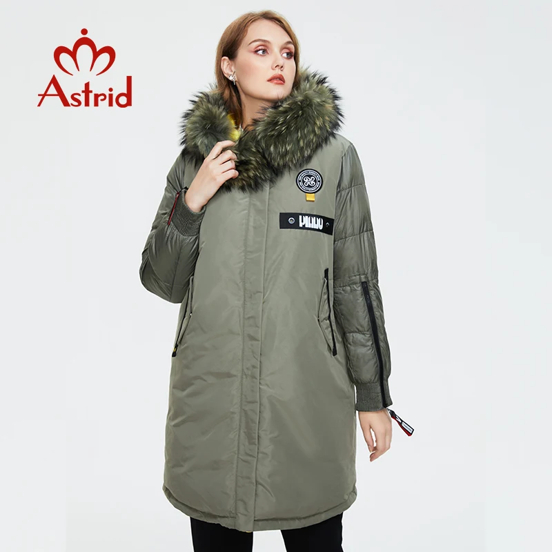 Astrid 2022 Winter new arrival women down jacket with a fur collar fashion style with a hood long winter coat women AR-3022