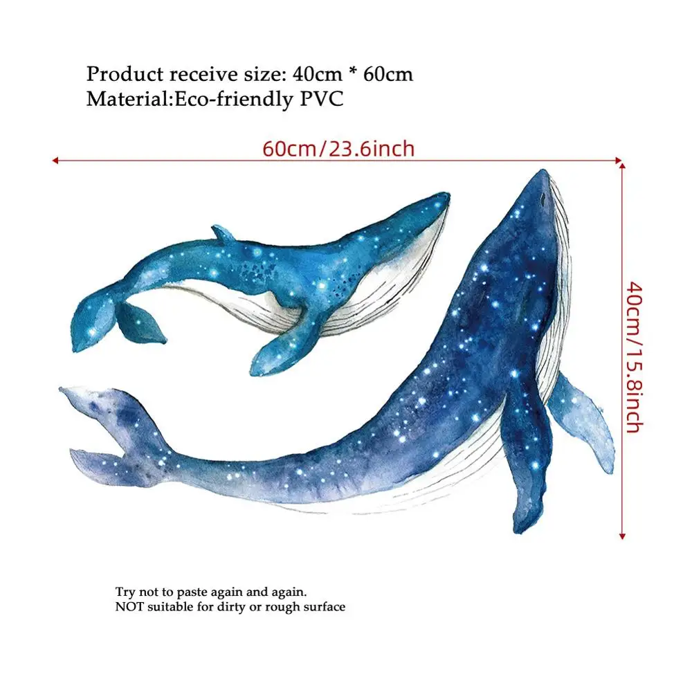 Creative Starry Sky Whale Wall Sticker Home Decoration Living Room Kids Baby Room Decor Wallpaper Marine Animals Stickers Poster