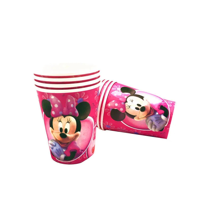 Disney Minnie Mouse Theme Baby Shower Disposable Tableware Kids Girls Favorite Minnie Happy Birthday Party Decorations Supplies