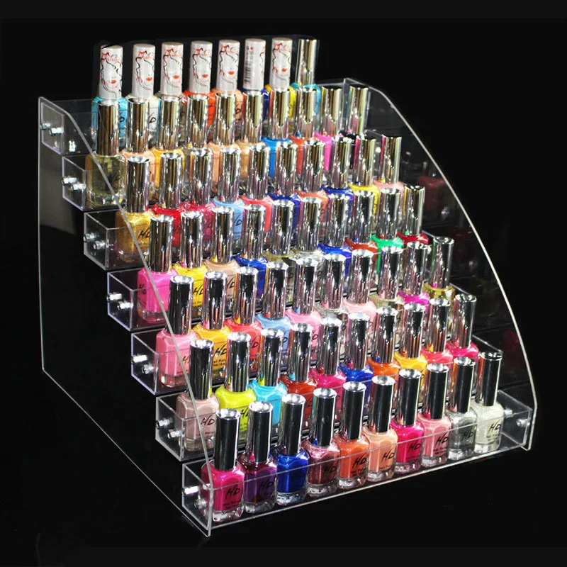 Hot Selling Acrylic Cosmetic 2-7 Layers Clear Acrylic Organizer Lipstick Jewelry Display Holder Nail Polish Essential Oil Rack