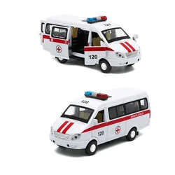 Children Toys Simulation Alloy Ambulance Truck Pull Back Model with LED Sound Kids Toy Model Construction Vehicle Toys For Gift