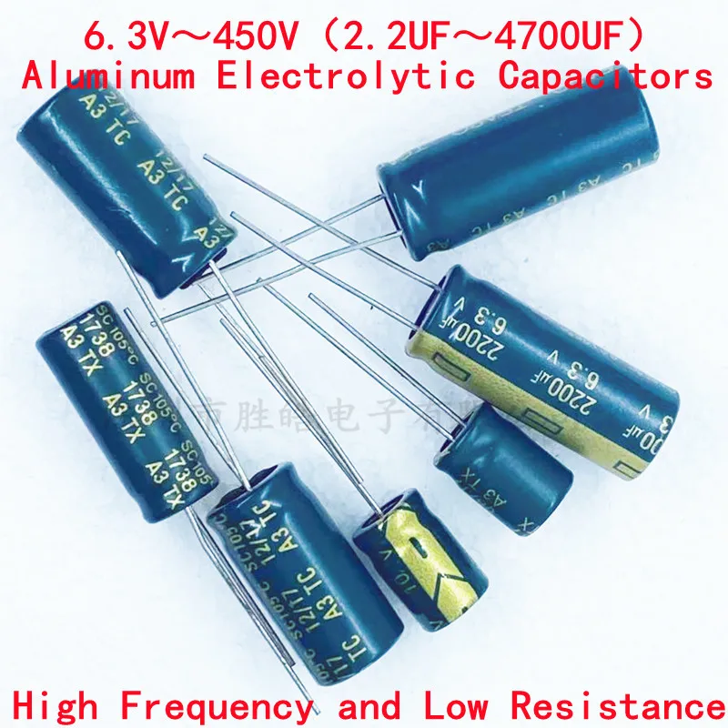 10V 16V 25V 35V 50V 400V High Frequency Low ESR Aluminum Capacitor 100UF 220UF 330UF 470UF 680UF 1000UF 1500UF 2200UF 3300UF