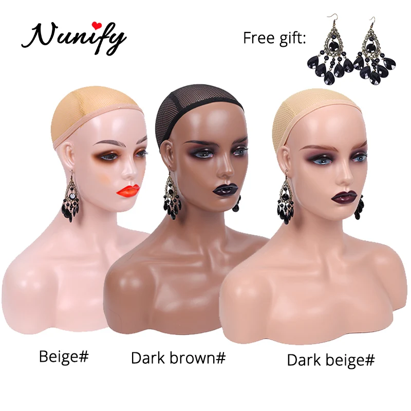 

Nunify Black Mannequin Head Female Realistic Fiberglass Mannequin Head Bust Sale For Wig Jewelry Hat Earring Display Nice Dummy