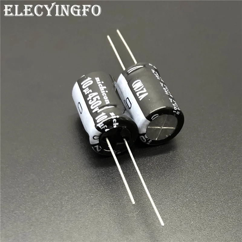 5 pces/50 pces 10uf 450v10uf nichicon vz série 12.5x20mm ampla faixa de temperatura alumínio capacitor eletrolítico pés longos