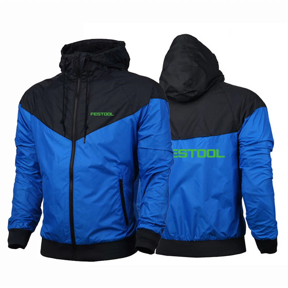 Festool Tools Printing 2021 New Spring Autumn Men\'s Hooded Jacket Windproof and Waterproof Outdoor Fashion Windbreaker Jacket