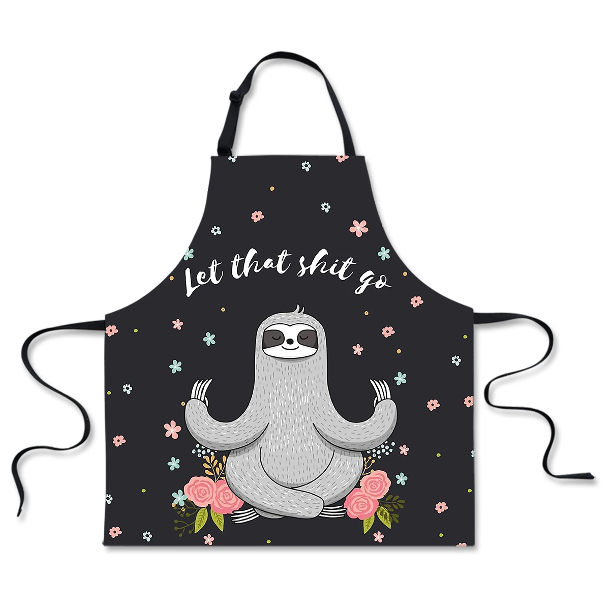 Cartoon Sloth Printed Kitchen Aprons Unisex Cooking Oil-Proof Pinafore Apron Cleaning Baking Accessories Delantal Cocina