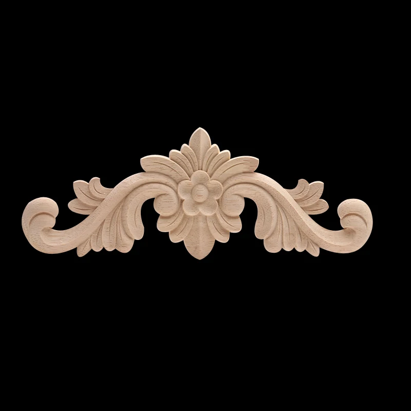 Wood Carved Decal Corner Applique Frame for  Vintage Unpainted European Home Wall Cabinet Door Decorative Wooden Miniature Craft