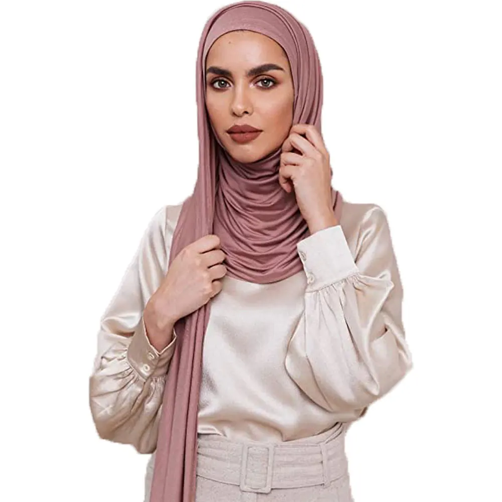 wholesale  Pinless Instant Premium Cotton Jersey Hijab Shawls Good Stitching Wrap Muslim Women Ladies Scarves 170X60 cm