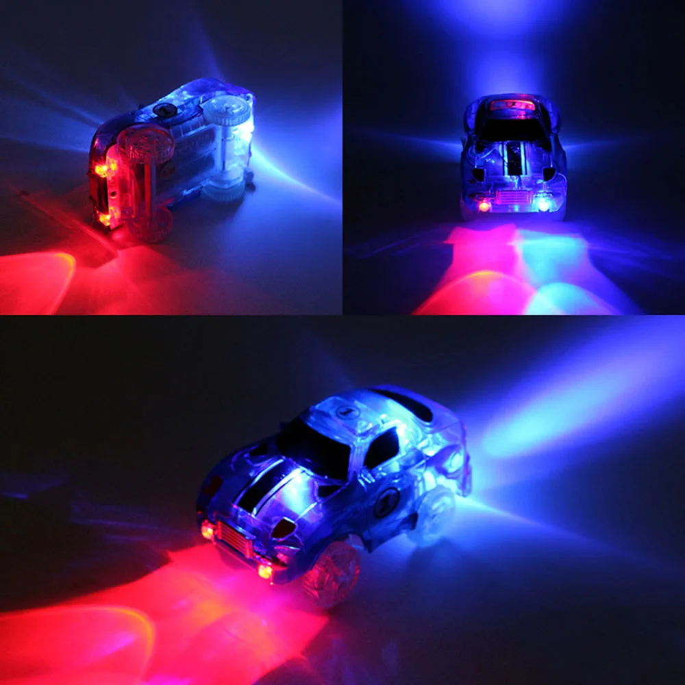 LED Cars rail racing Electronic Car Toys With Flashing Lights Flexible track Toy Cars Educational Toys For Boys Birthday Gifts