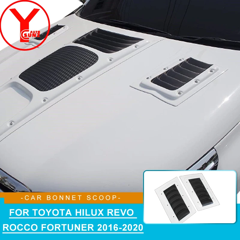 

Black Side Bonnet Scoops Vent Bonnet Hood Cover Decoration For Toyota Hilux Revo Rocco Fortuner 2016 2017 2018 2019 2020 YCSUNZ