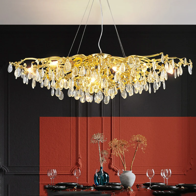 Nordic Large Luxury Crystal Chandelier for Living Room LED Gold  Luster Bedroom Hotel Hall Modern Hanging Lamp Lighting Fixtures