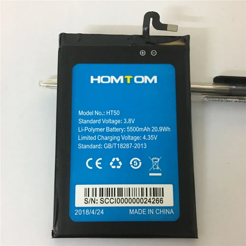 

For HOMTOM HT50 battery 5500mAh Mobile phone battery High-quality Long standby time Test normal use before shipment