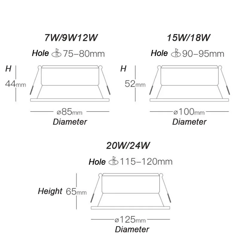 QIUBOSS Recessed LED Downlights 220V for Kitchen LED Ceiling Spot Lights 7W 15W 24W Honeycomb Room Light Lamps for Bedroom Foyer