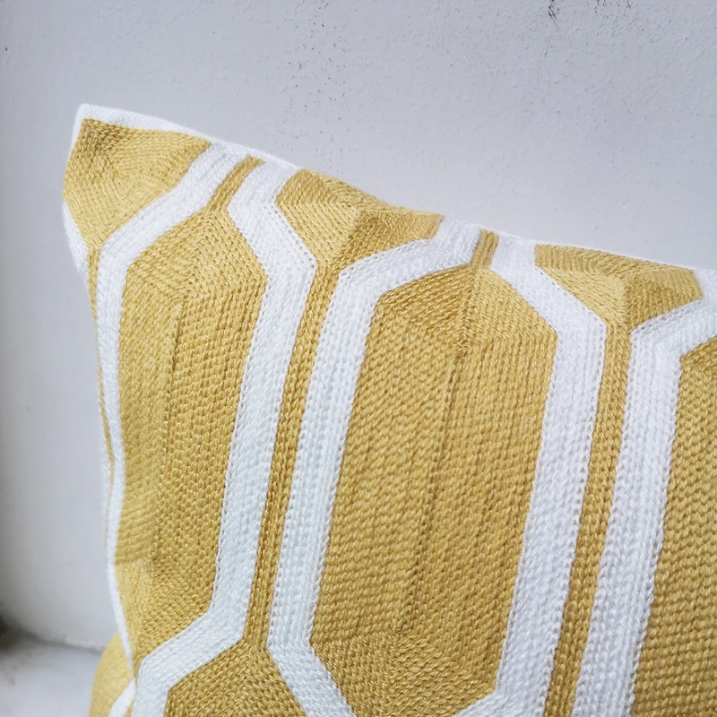 30x50cm Cushion Cove Vintage Yellow Geometric Cotton Embroidery Pillow Case with For Sofa Bed Home Decorative 12\
