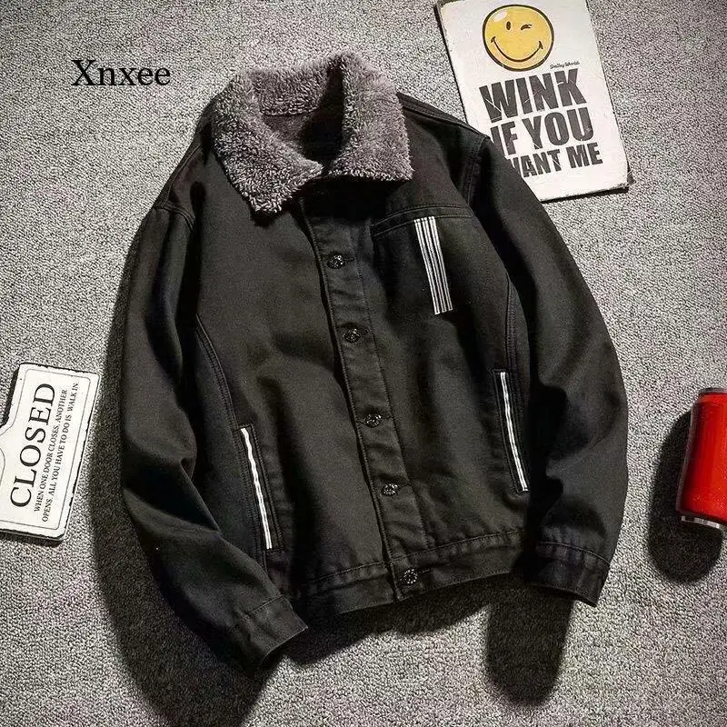 

Men's Winter Warm Denim Jackets and Jackets Fleece Lining Thickened Warm Denim Jacket Jackets Xl