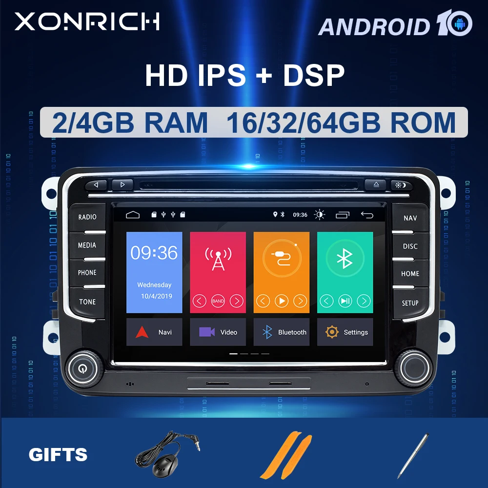 4GB 2 Din Android 10 Car Radio For VW Passat B6 volkswagen touran Skoda Octavia 2 seat leon 2golf 5 6 Multimedia GPS Navigation