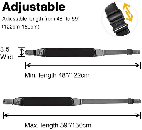 Imagen 2 del producto LEKATO 3D esponja correa de guitarra cinturón LGS-1 relleno ajustable correa de guitarra eléctrica cinturón de bajo 3,5 ""de ancho con 6 púas
