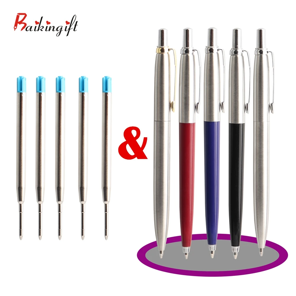 2/6/10/PCS Metal Ballpoint Pen Promotional Pens G2 Refill Blue Ink Automatic Ballpoint Pens Set For School stationery office Pen