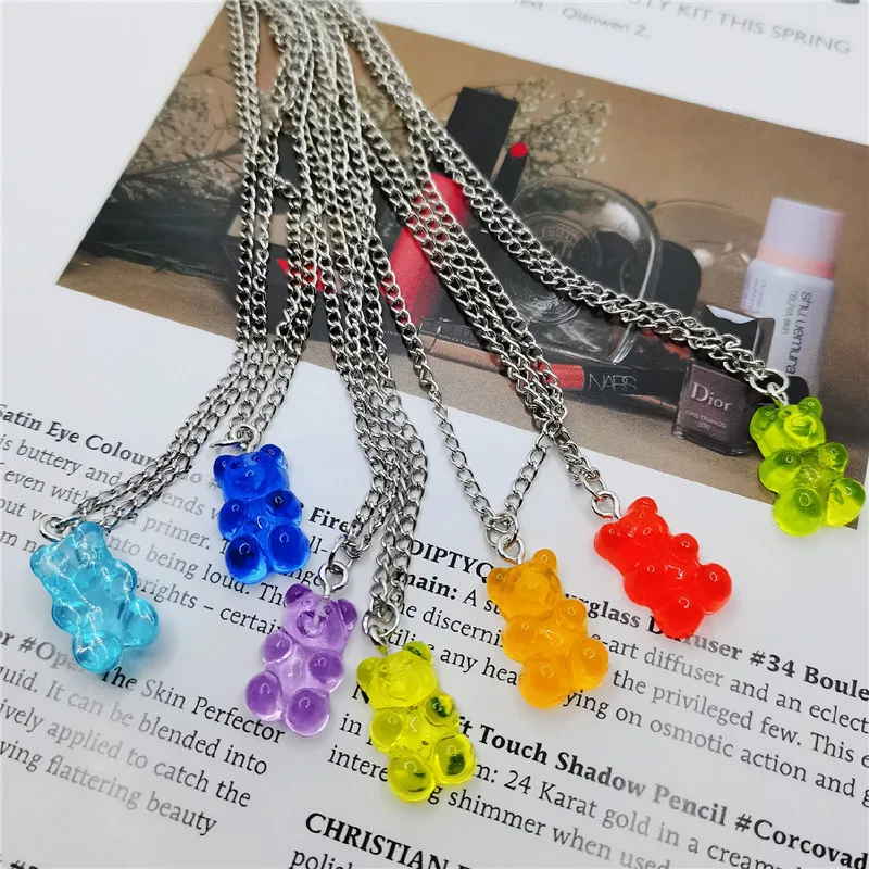 2021 New 6 Color Fashion Violent Bear Mini Pendant Necklace Children'S Birthday Gift Necklace Jewelry Bear Gift