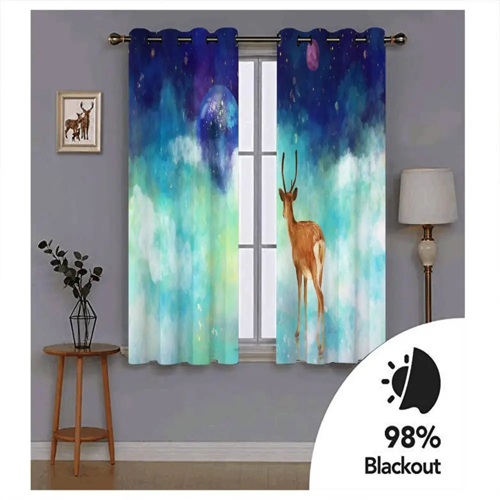 green blue sky stars curtains 3D Curtain Luxury Blackout Window Curtain Living Room blackout curtains