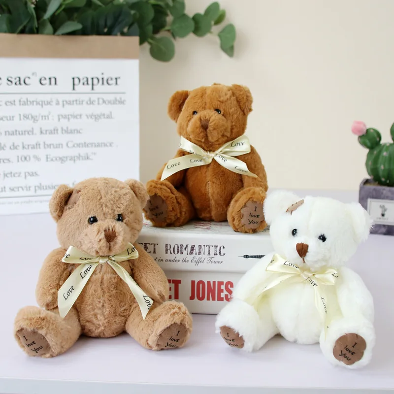 1pc 18cm Cute Teddy Bear Dolls Patch Bear Soft Stuffed Toy Bear Baby Toy Kids Girls Birthday Brinquedos Wedding Girls Gifts