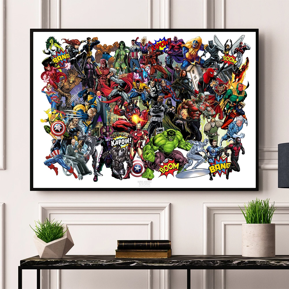 

Marvel Assemble-Limited Edition Superhero Poster Print The Avengers Age Of Ultron Canvas Paintings Picture Room Home Decoration